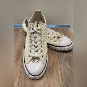 Converse Cream and Gold Dot Sneakers